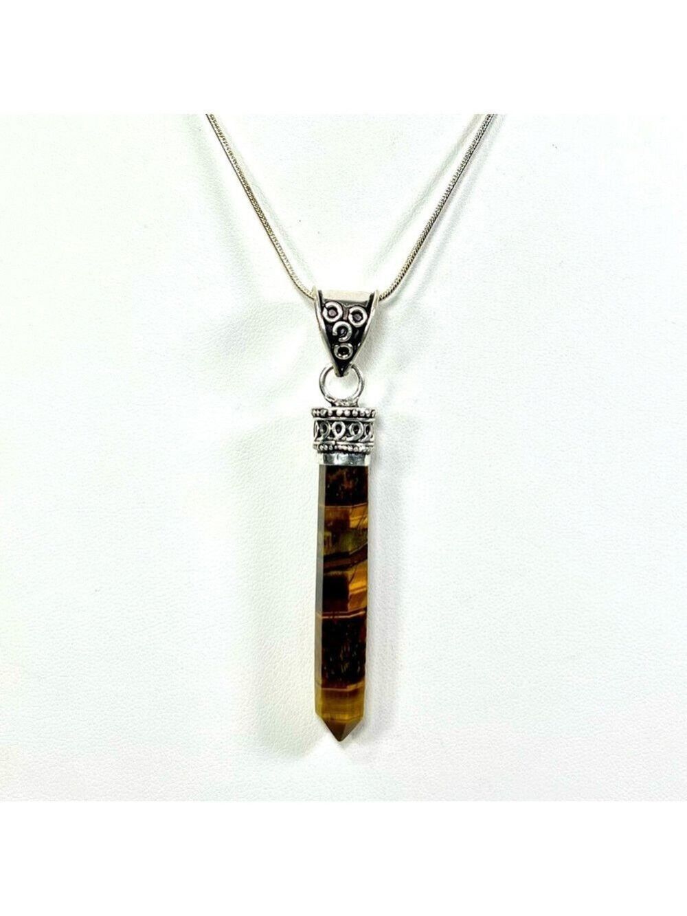 Tiger Eye 925 Gemstone Pillar Pendant